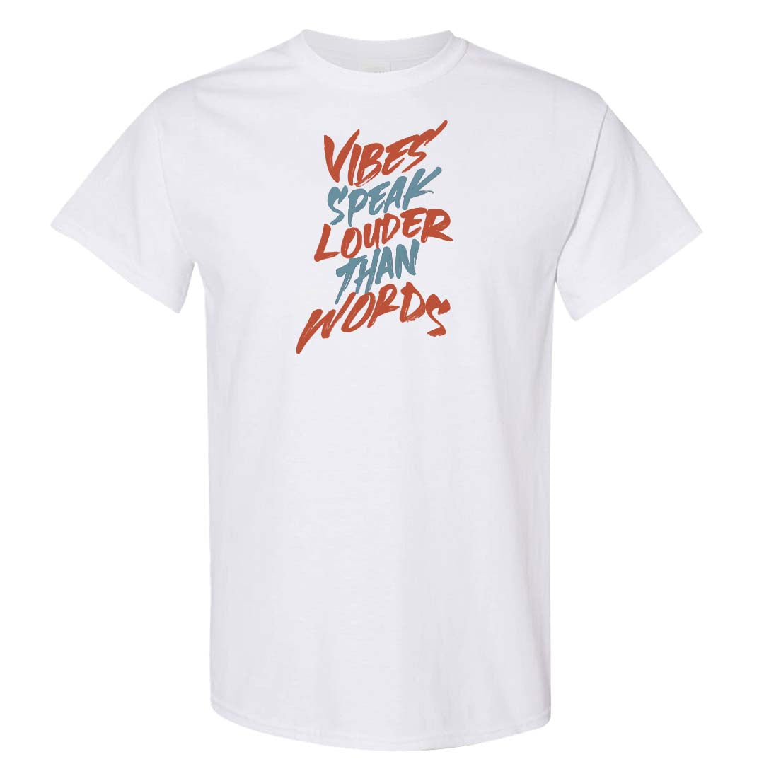 Crimson Bliss 5s T Shirt | Vibes Speak Louder Than Words, White