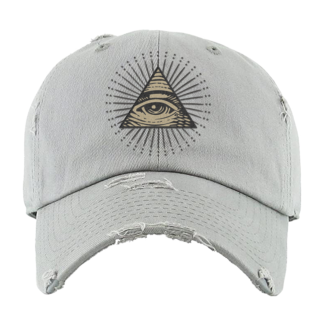 Expression Low 5s Distressed Dad Hat | All Seeing Eye, Light Gray