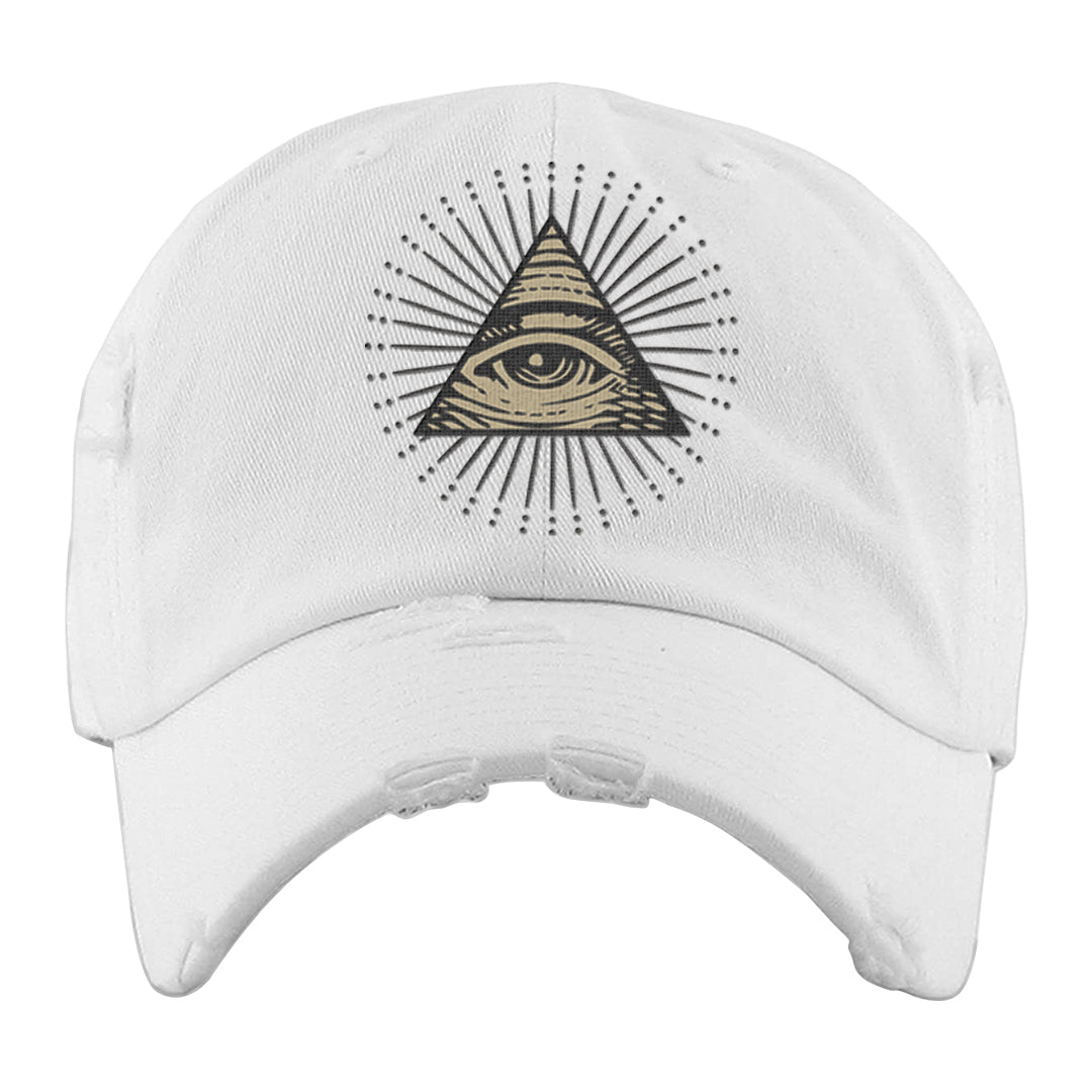 Expression Low 5s Distressed Dad Hat | All Seeing Eye, White