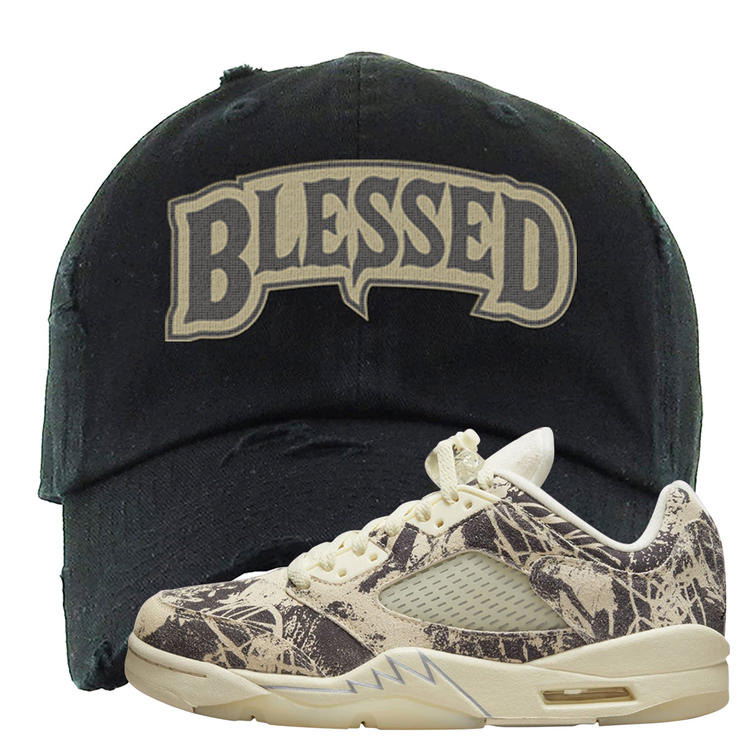 Expression Low 5s Distressed Dad Hat | Blessed Arch, Black