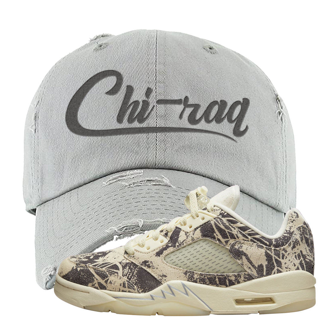 Expression Low 5s Distressed Dad Hat | Chiraq, Light Gray