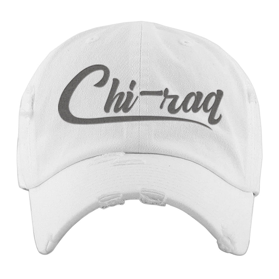 Expression Low 5s Distressed Dad Hat | Chiraq, White