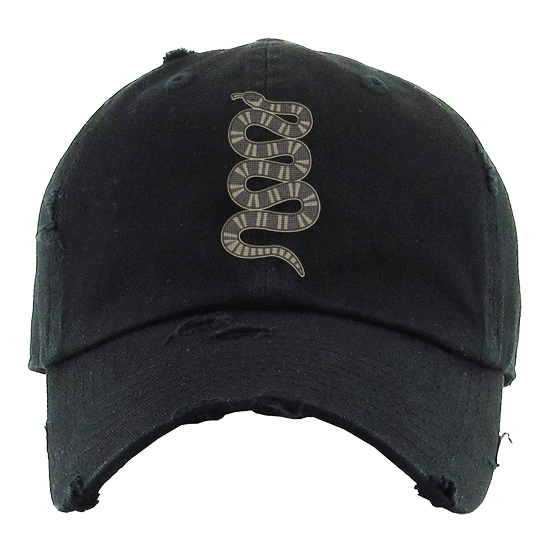 Expression Low 5s Distressed Dad Hat | Coiled Snake, Black