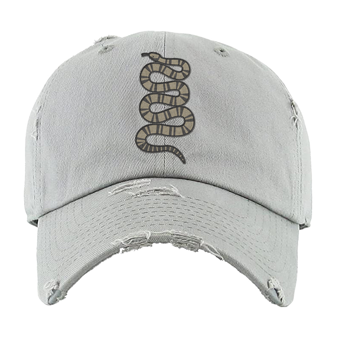 Expression Low 5s Distressed Dad Hat | Coiled Snake, Light Gray