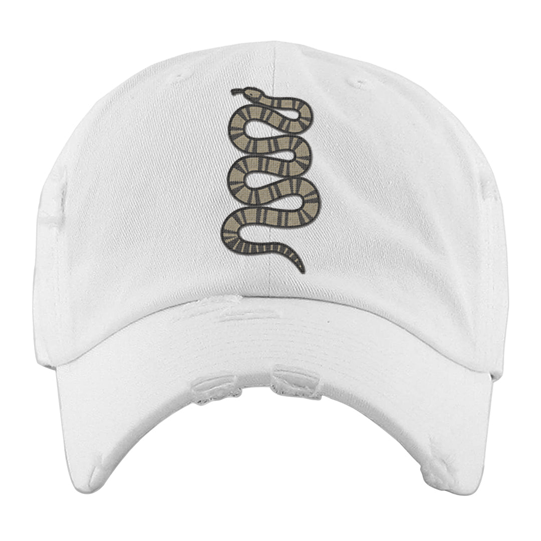 Expression Low 5s Distressed Dad Hat | Coiled Snake, White