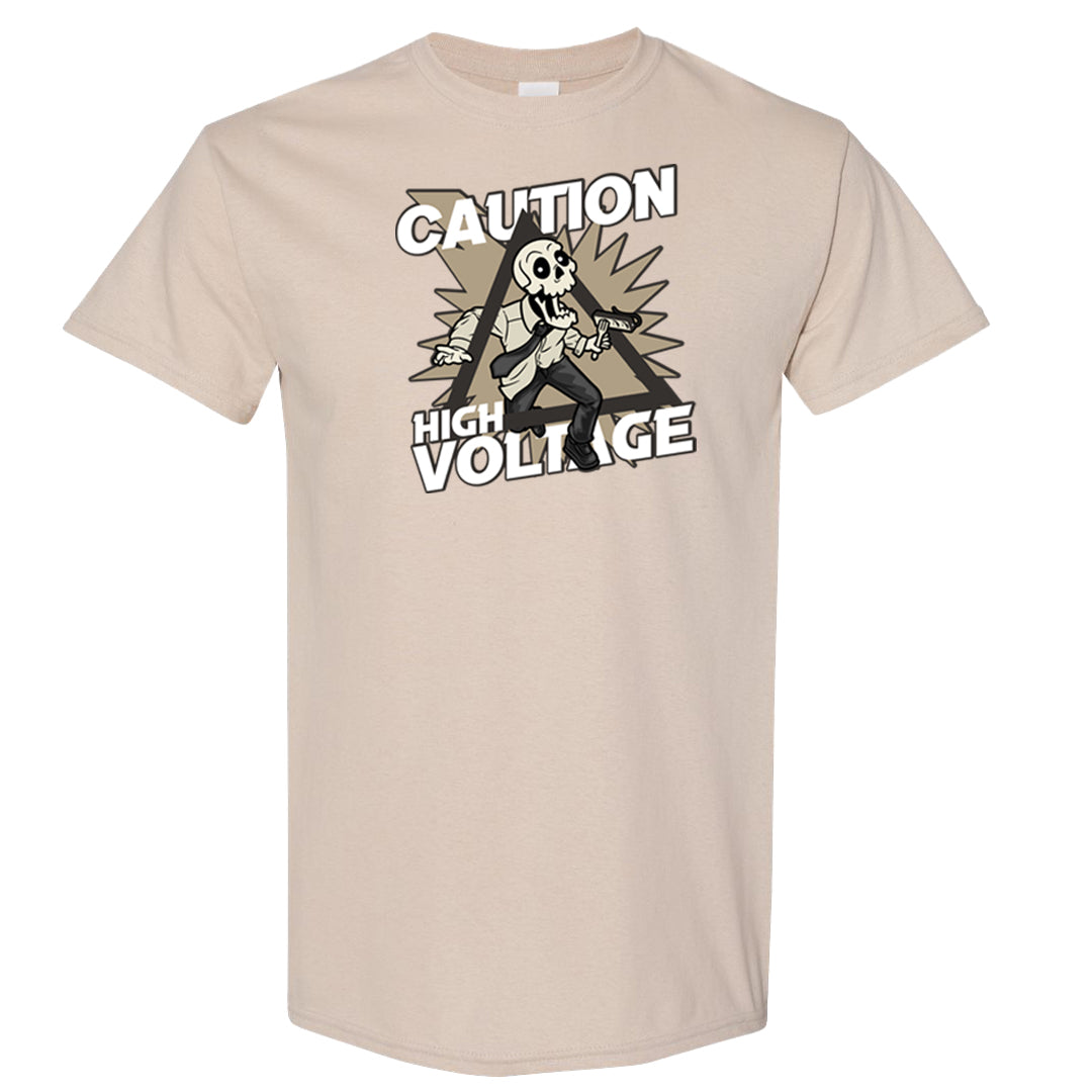 Expression Low 5s T Shirt | Caution High Voltage, Sand