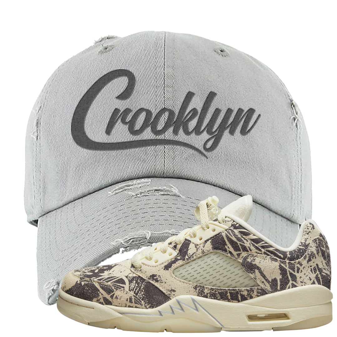 Expression Low 5s Distressed Dad Hat | Crooklyn, Light Gray