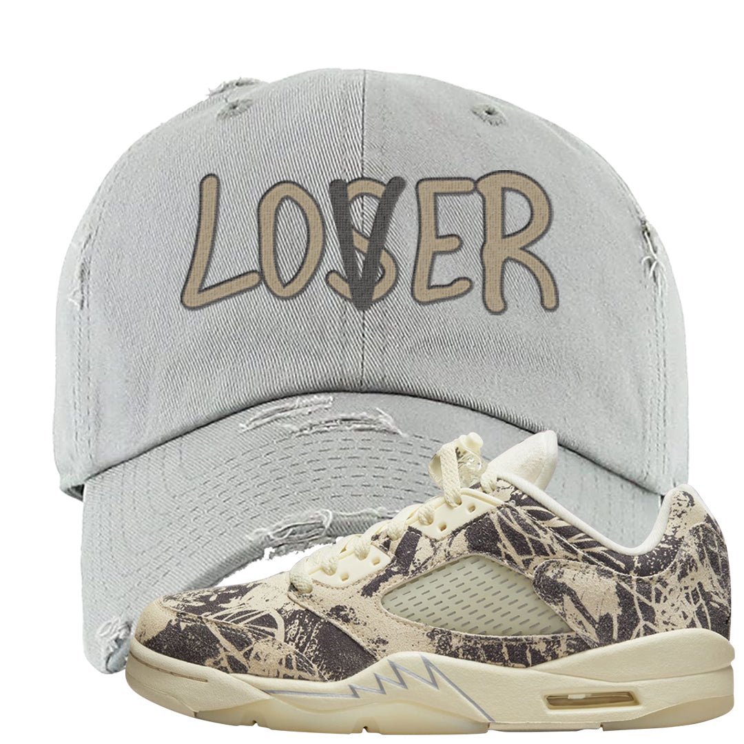 Expression Low 5s Distressed Dad Hat | Lover, Light Gray
