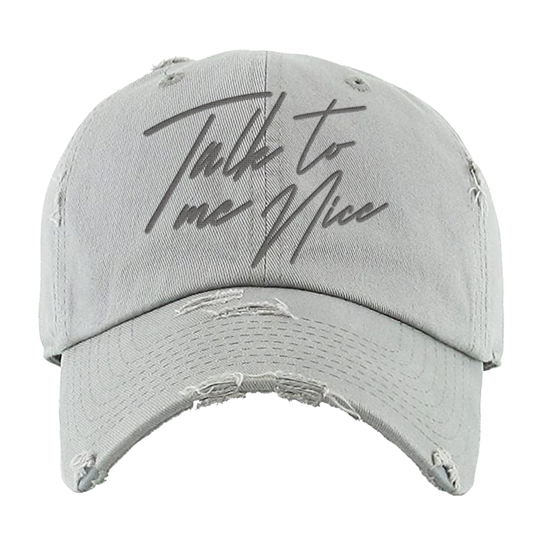 Expression Low 5s Distressed Dad Hat | Talk To Me Nice, Light Gray