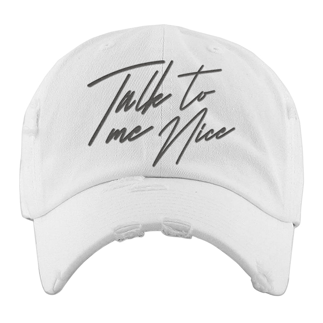 Expression Low 5s Distressed Dad Hat | Talk To Me Nice, White
