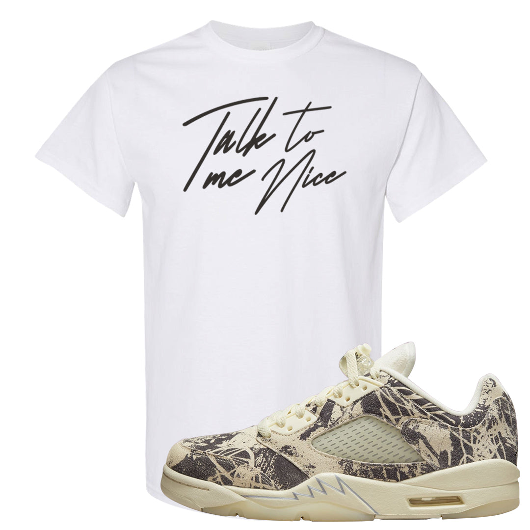 Expression Low 5s T Shirt | Talk To Me Nice, White