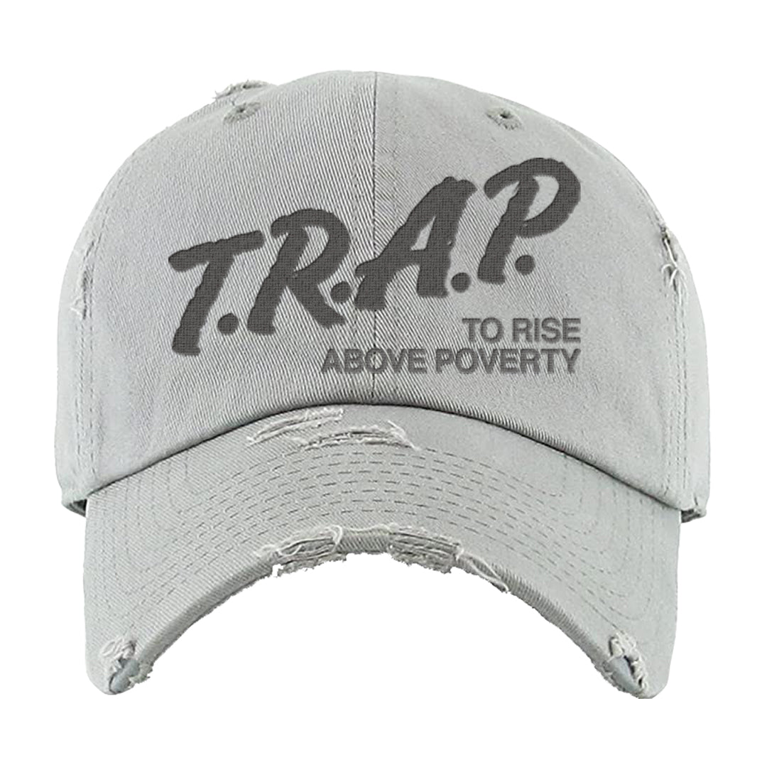 Expression Low 5s Distressed Dad Hat | Trap To Rise Above Poverty, Light Gray