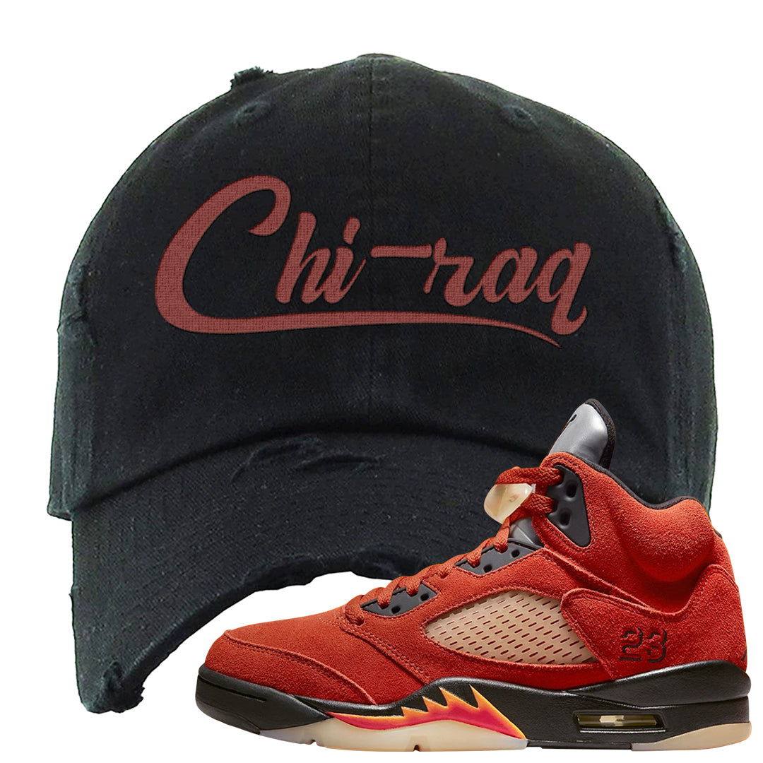 Mars For Her 5s Distressed Dad Hat | Chiraq, Black