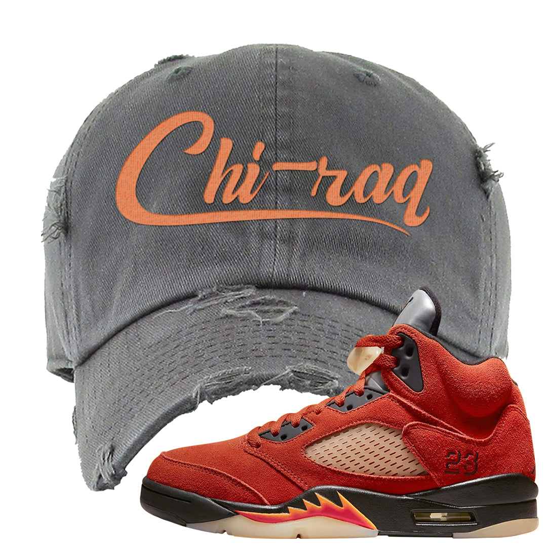 Mars For Her 5s Distressed Dad Hat | Chiraq, Dark Grey