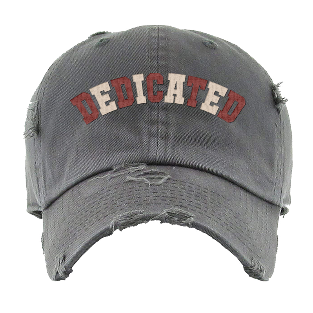 Mars For Her 5s Distressed Dad Hat | Dedicated, Dark Grey
