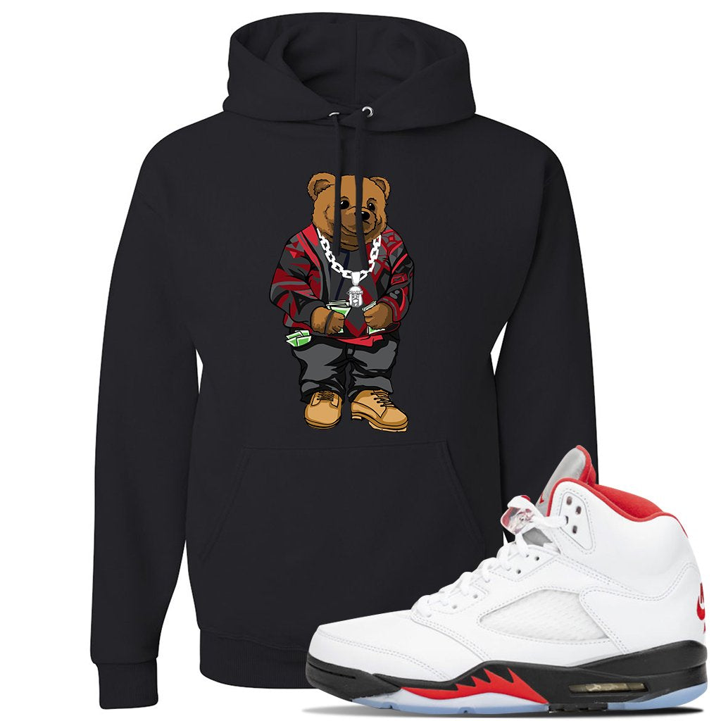 Jordan 5 OG Fire Sneaker Black Pullover Hoodie | Hoodie to match Nike Air Jordan 5 OG Fire Shoes | Sweater Bear