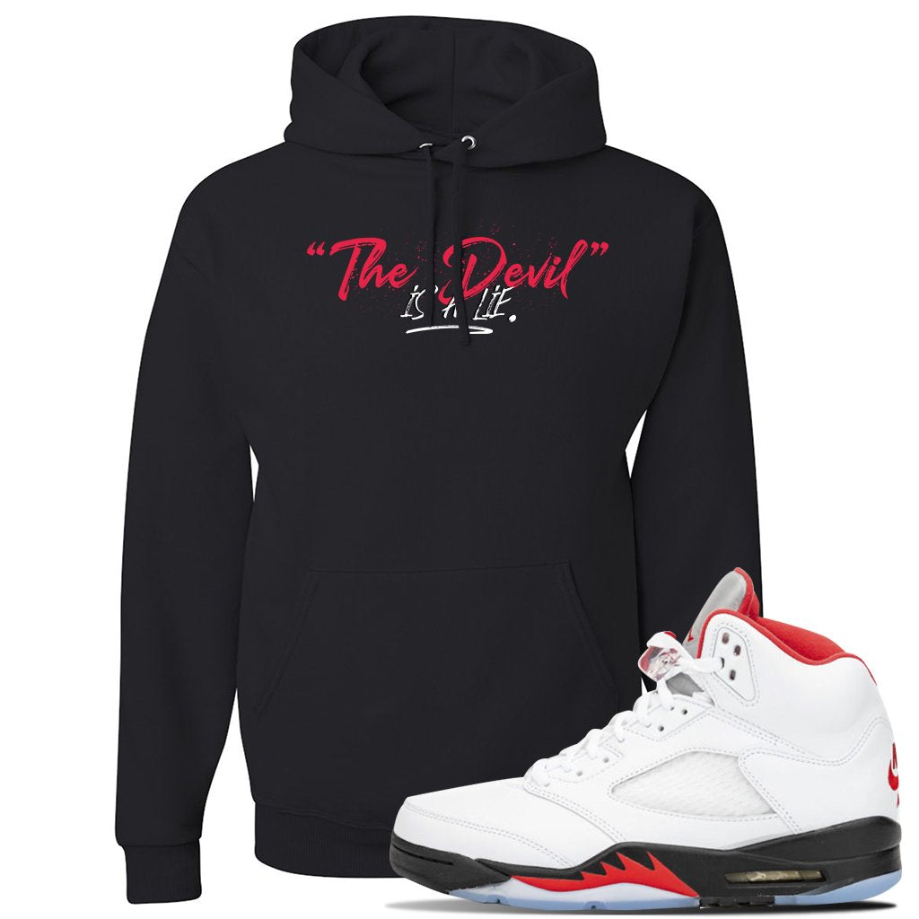 Jordan 5 OG Fire Sneaker Black Pullover Hoodie | Hoodie to match Nike Air Jordan 5 OG Fire Shoes | Devil Is A Lie