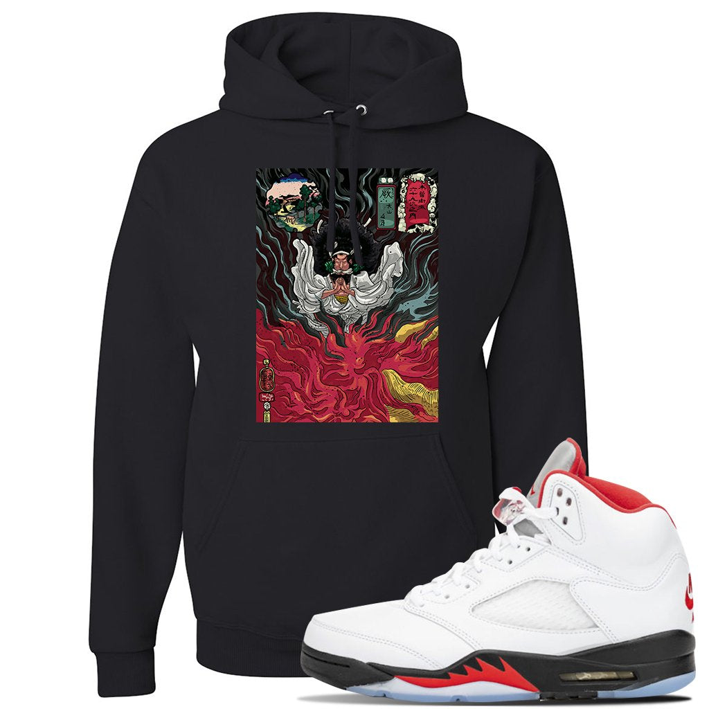 Jordan 5 OG Fire Sneaker Black Pullover Hoodie | Hoodie to match Nike Air Jordan 5 OG Fire Shoes | Mastering Fire