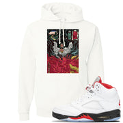 Jordan 5 OG Fire Sneaker White Pullover Hoodie | Hoodie to match Nike Air Jordan 5 OG Fire Shoes | Mastering Fire