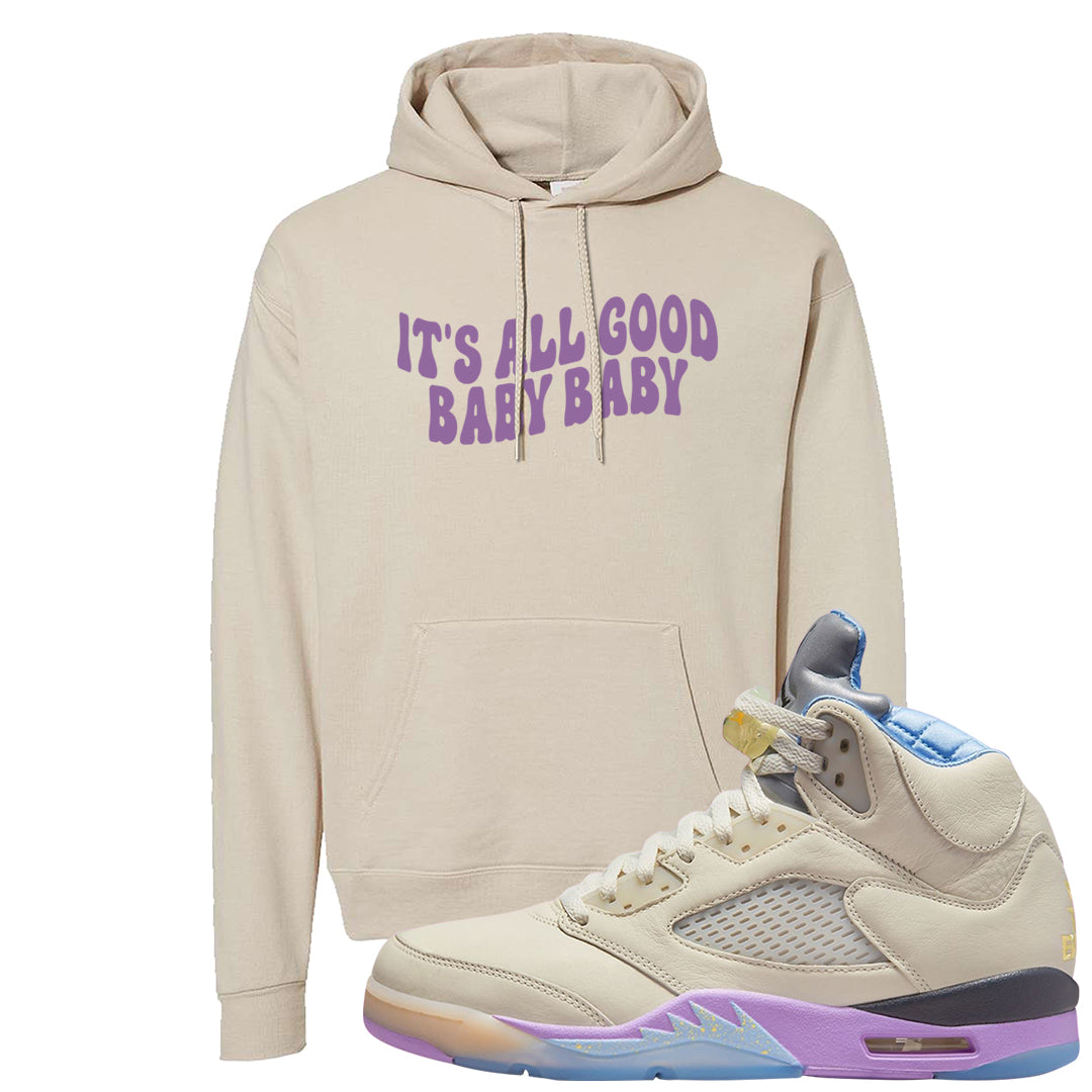 Sail Washed Yellow Violet Star 5s Hoodie | All Good Baby, Sand