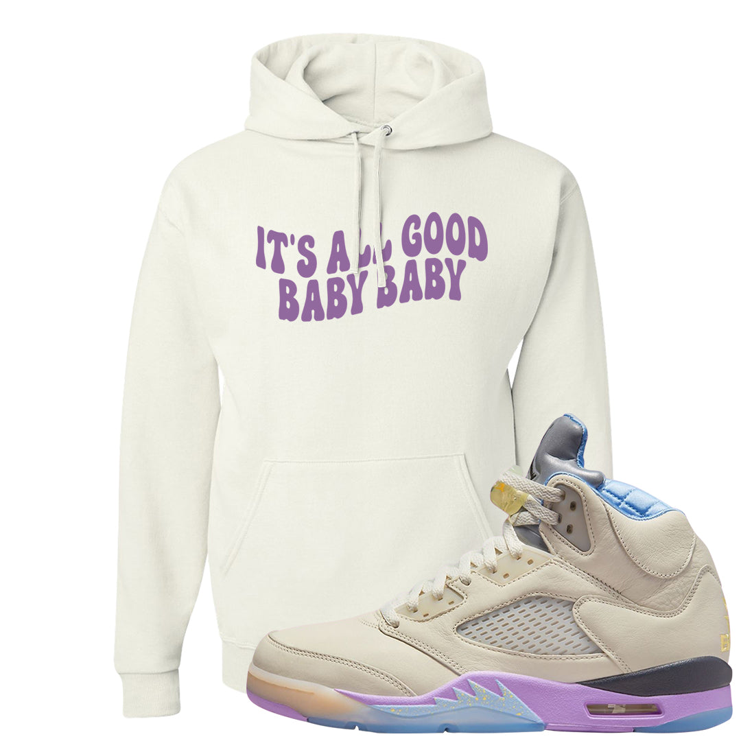 Sail Washed Yellow Violet Star 5s Hoodie | All Good Baby, White