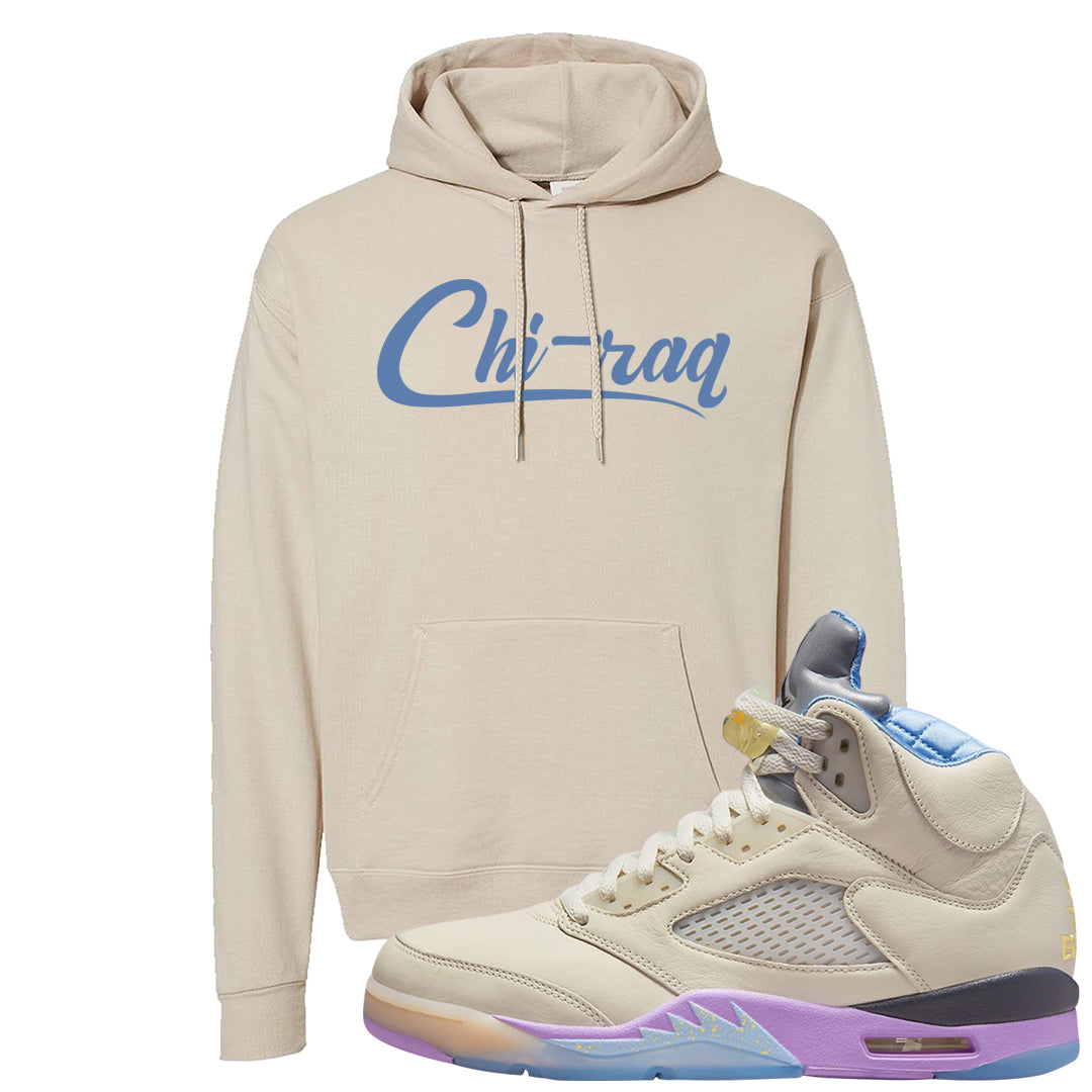 Sail Washed Yellow Violet Star 5s Hoodie | Chiraq, Sand