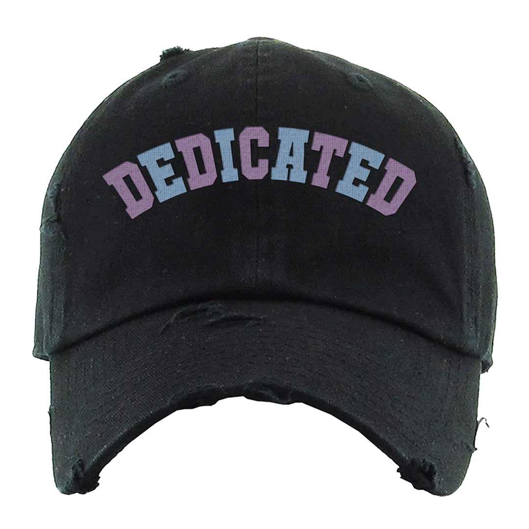 Sail Washed Yellow Violet Star 5s Distressed Dad Hat | Dedicated, Black