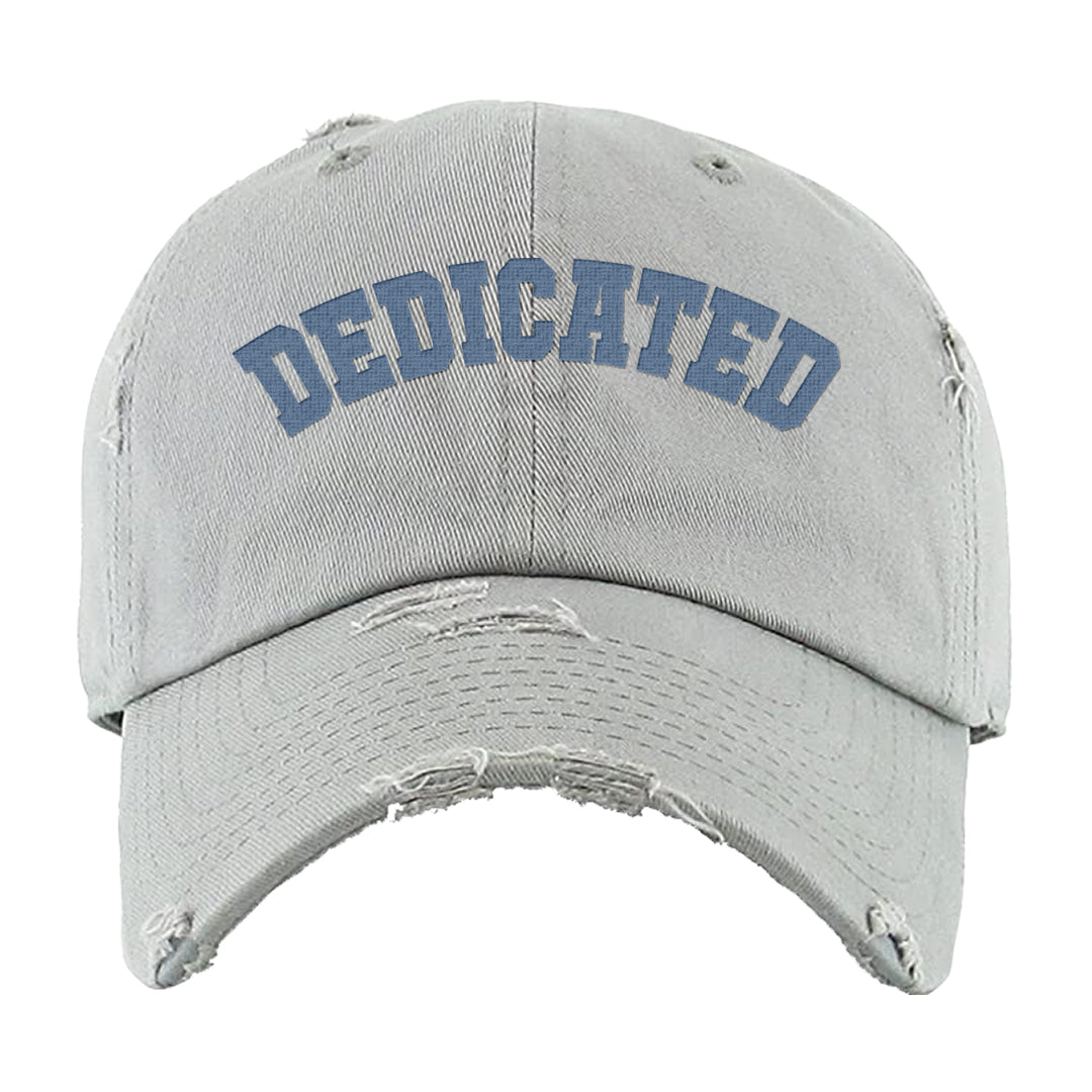 Sail Washed Yellow Violet Star 5s Distressed Dad Hat | Dedicated, Light Gray