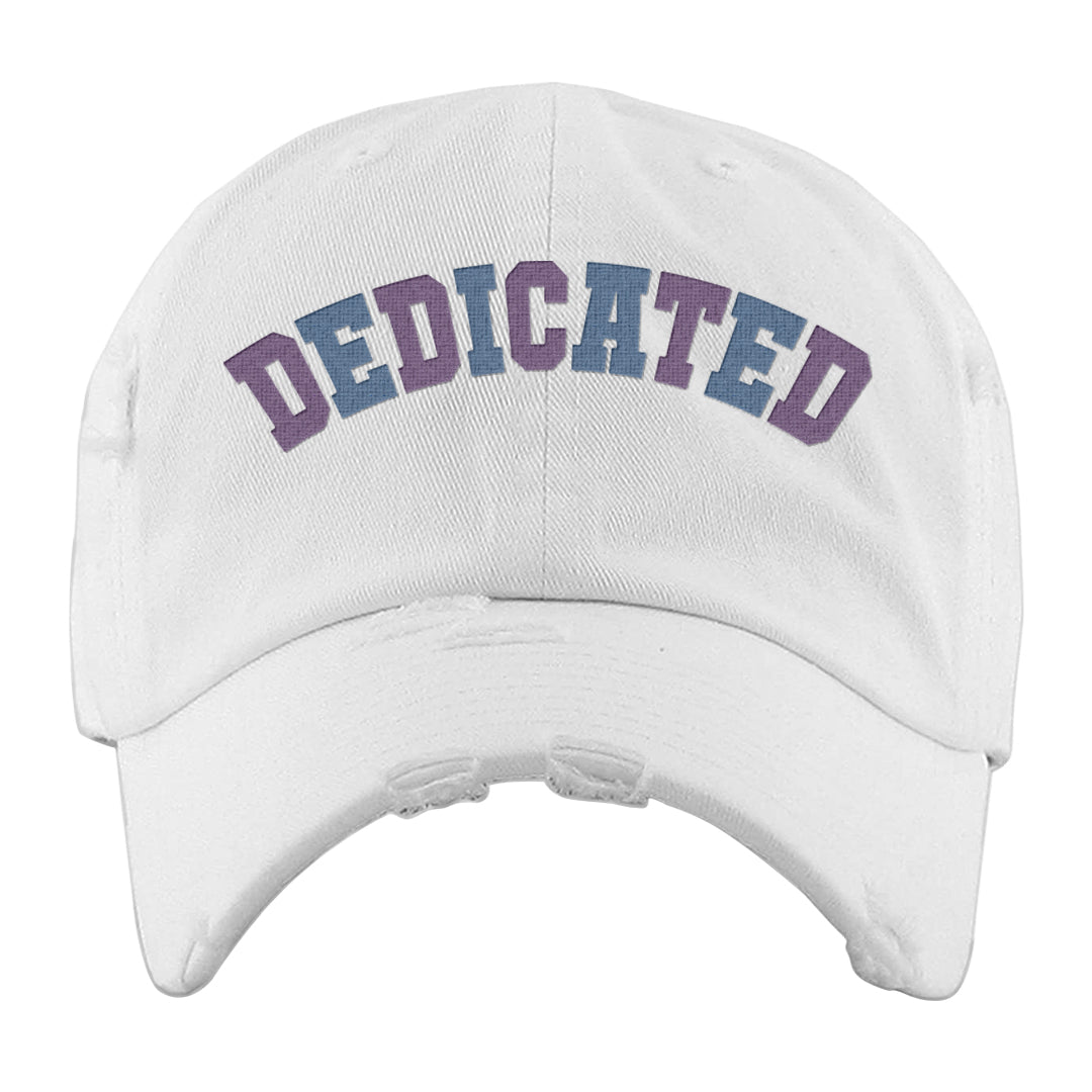 Sail Washed Yellow Violet Star 5s Distressed Dad Hat | Dedicated, White