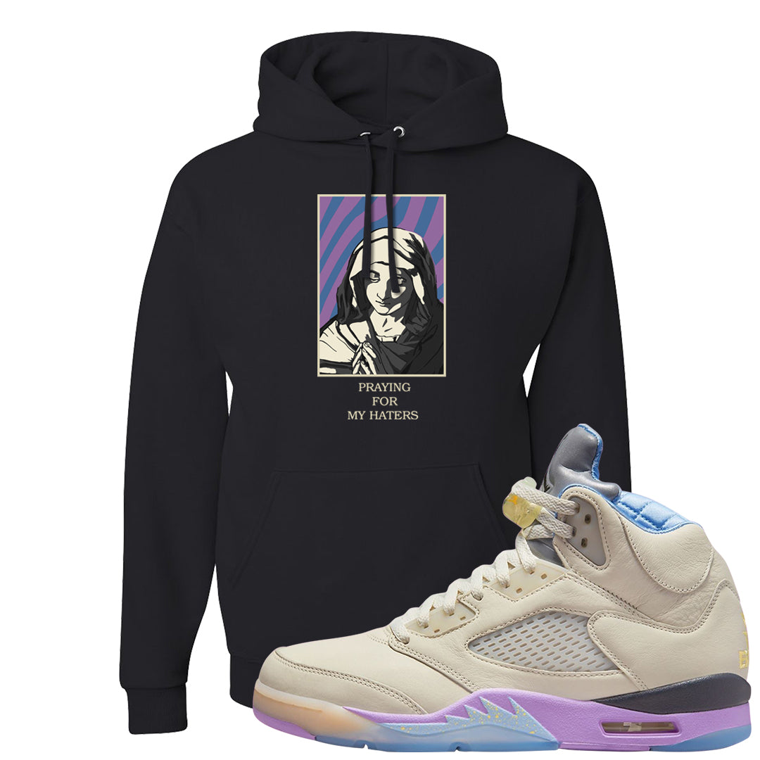 Sail Washed Yellow Violet Star 5s Hoodie | God Told Me, Black