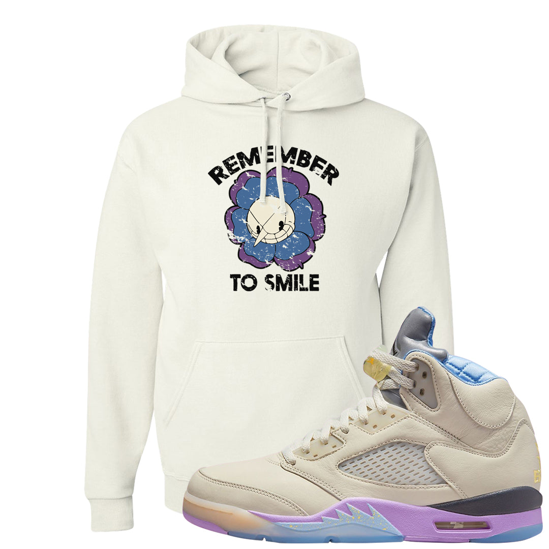 Sail Washed Yellow Violet Star 5s Hoodie | Remember To Smile, White