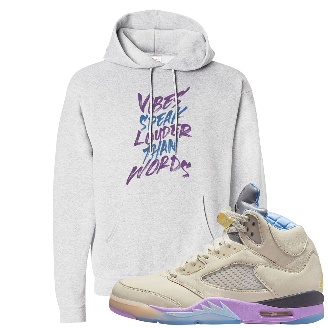 Sail Washed Yellow Violet Star 5s Hoodie | Vibes Speak Louder Than Words, Ash
