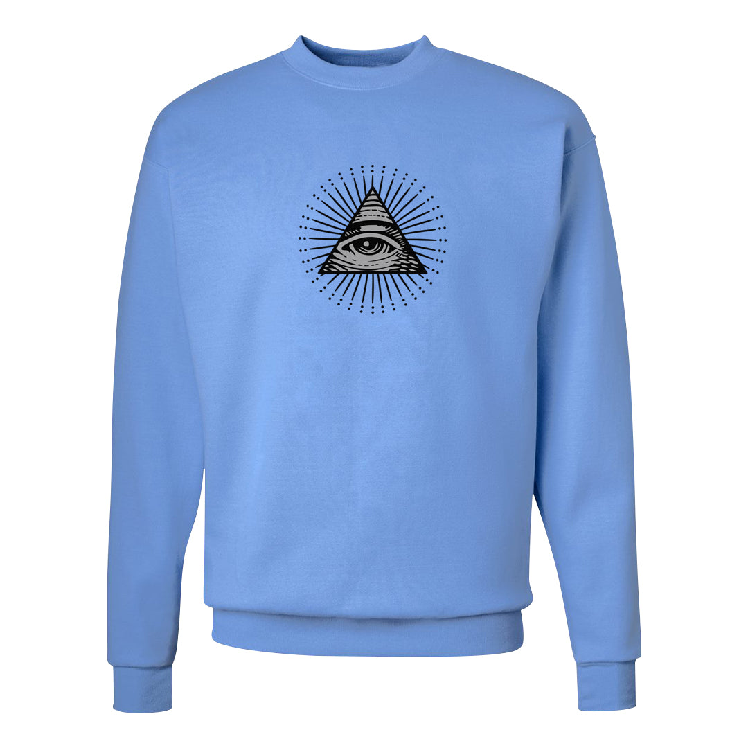 UNC 5s Crewneck Sweatshirt | All Seeing Eye, Carolina Blue