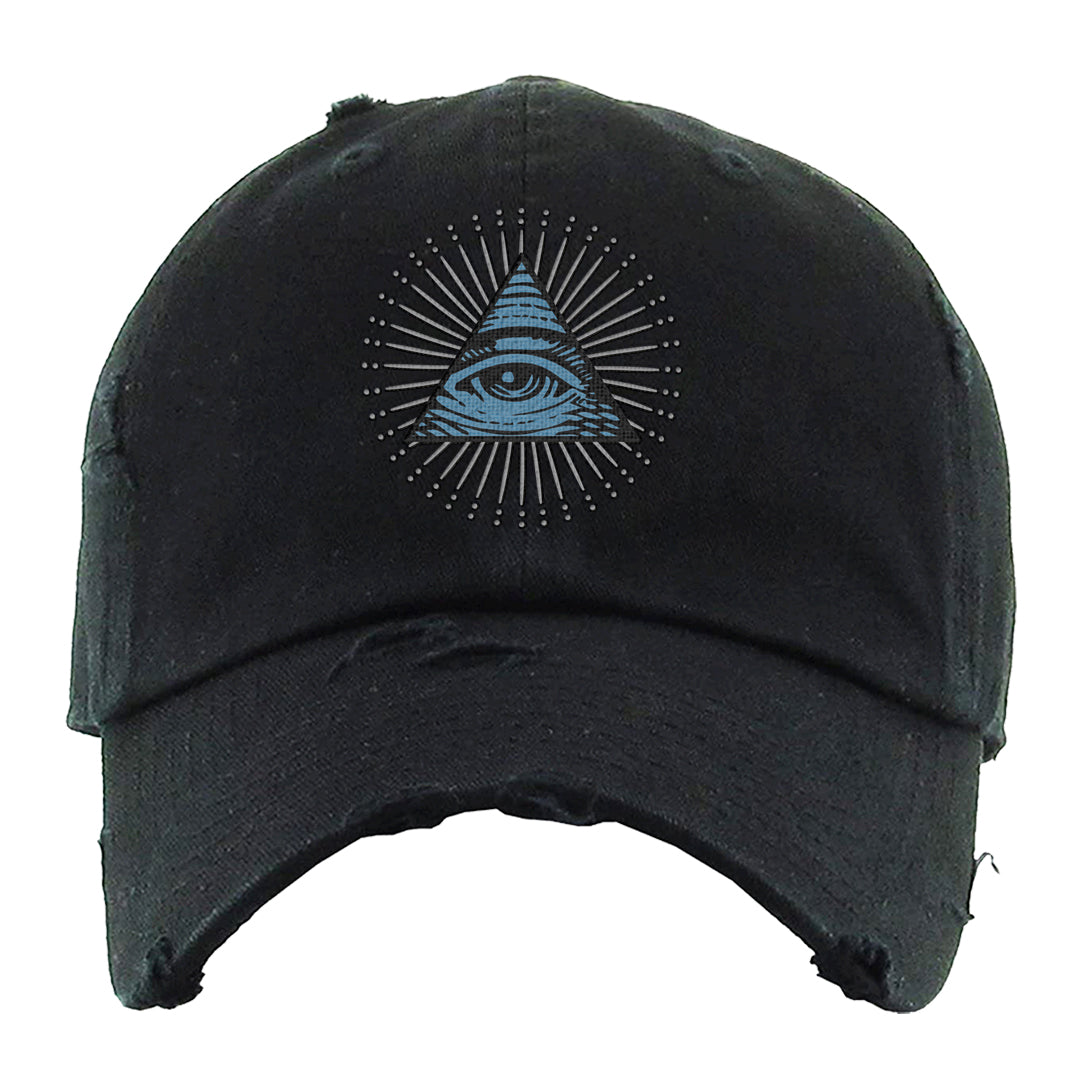 UNC 5s Distressed Dad Hat | All Seeing Eye, Black
