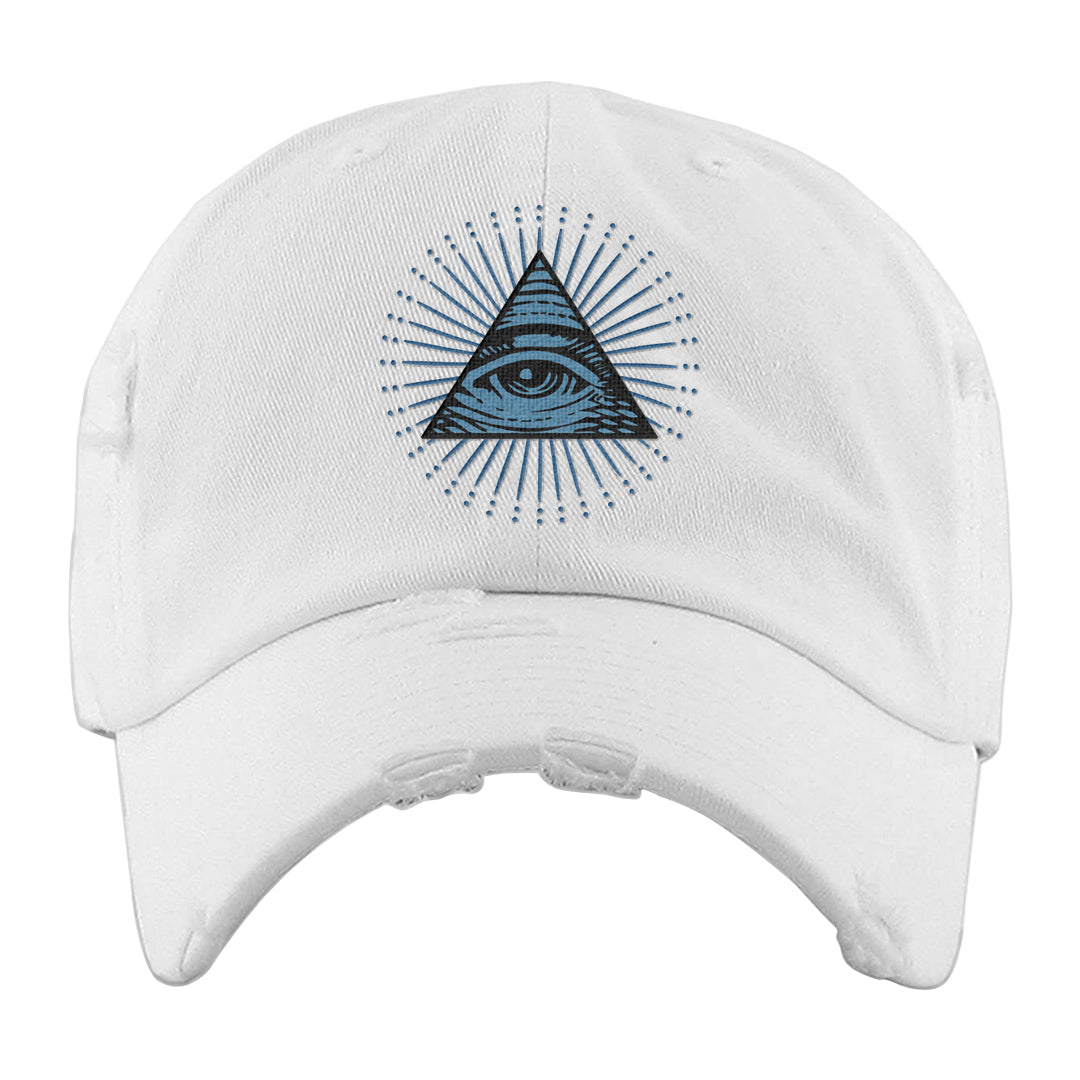UNC 5s Distressed Dad Hat | All Seeing Eye, White