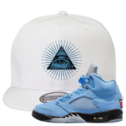 UNC 5s Snapback Hat | All Seeing Eye, White