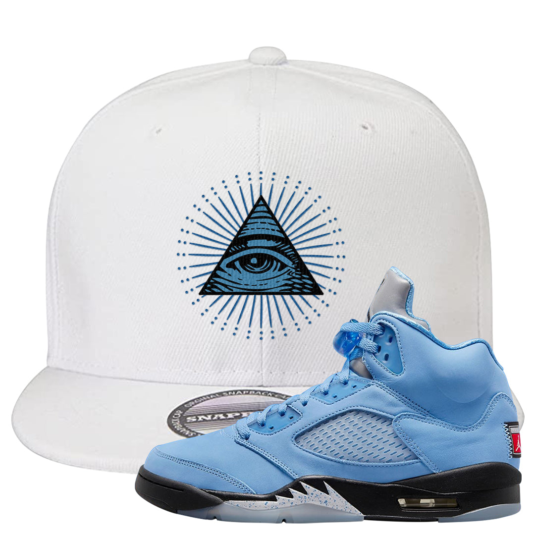 UNC 5s Snapback Hat | All Seeing Eye, White