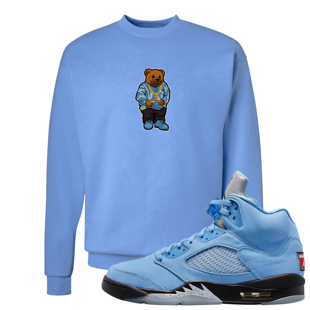 UNC 5s Crewneck Sweatshirt | Sweater Bear, Carolina Blue