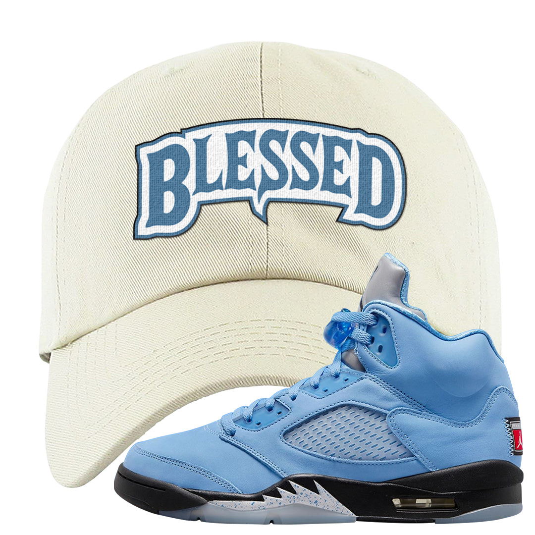 UNC 5s Dad Hat | Blessed Arch, White