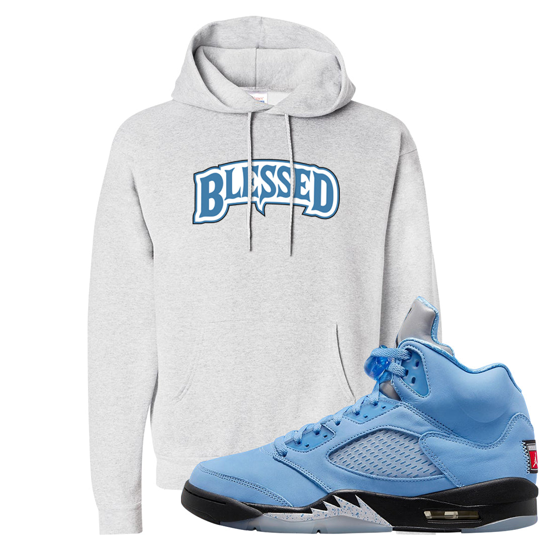 UNC 5s Hoodie | Blessed Arch, Ash