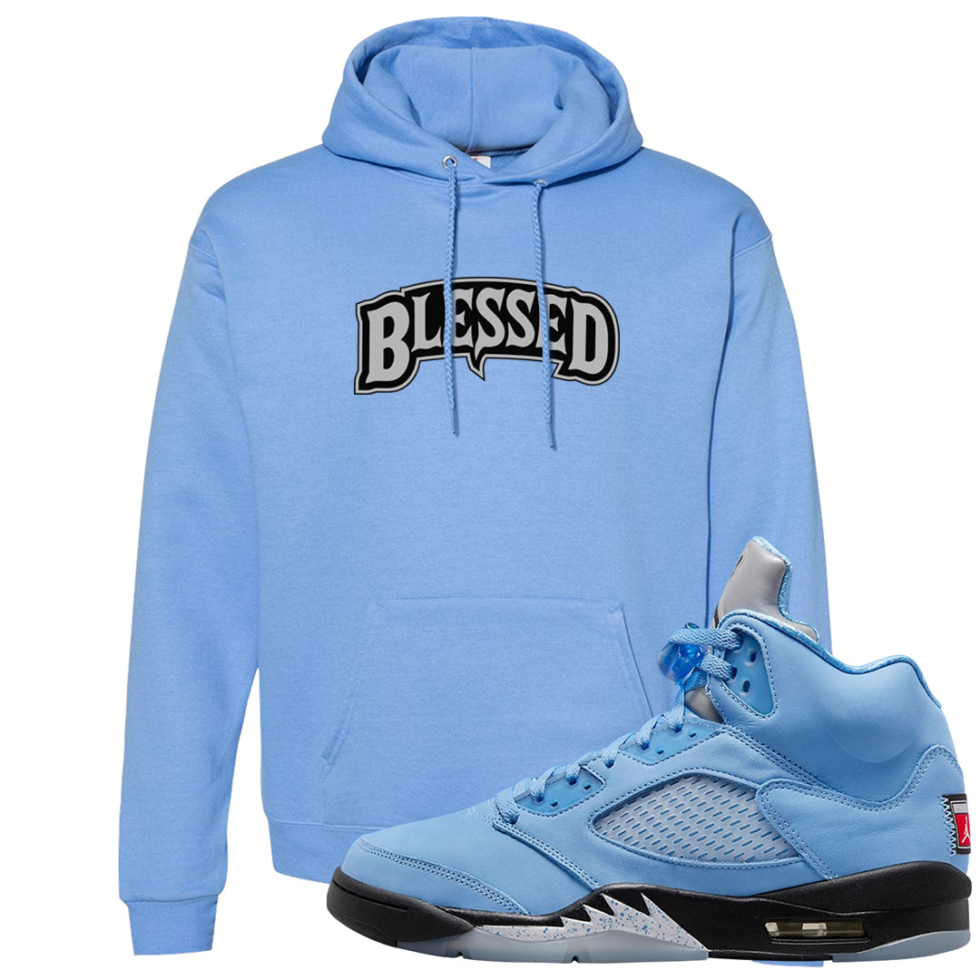 UNC 5s Hoodie | Blessed Arch, Carolina Blue