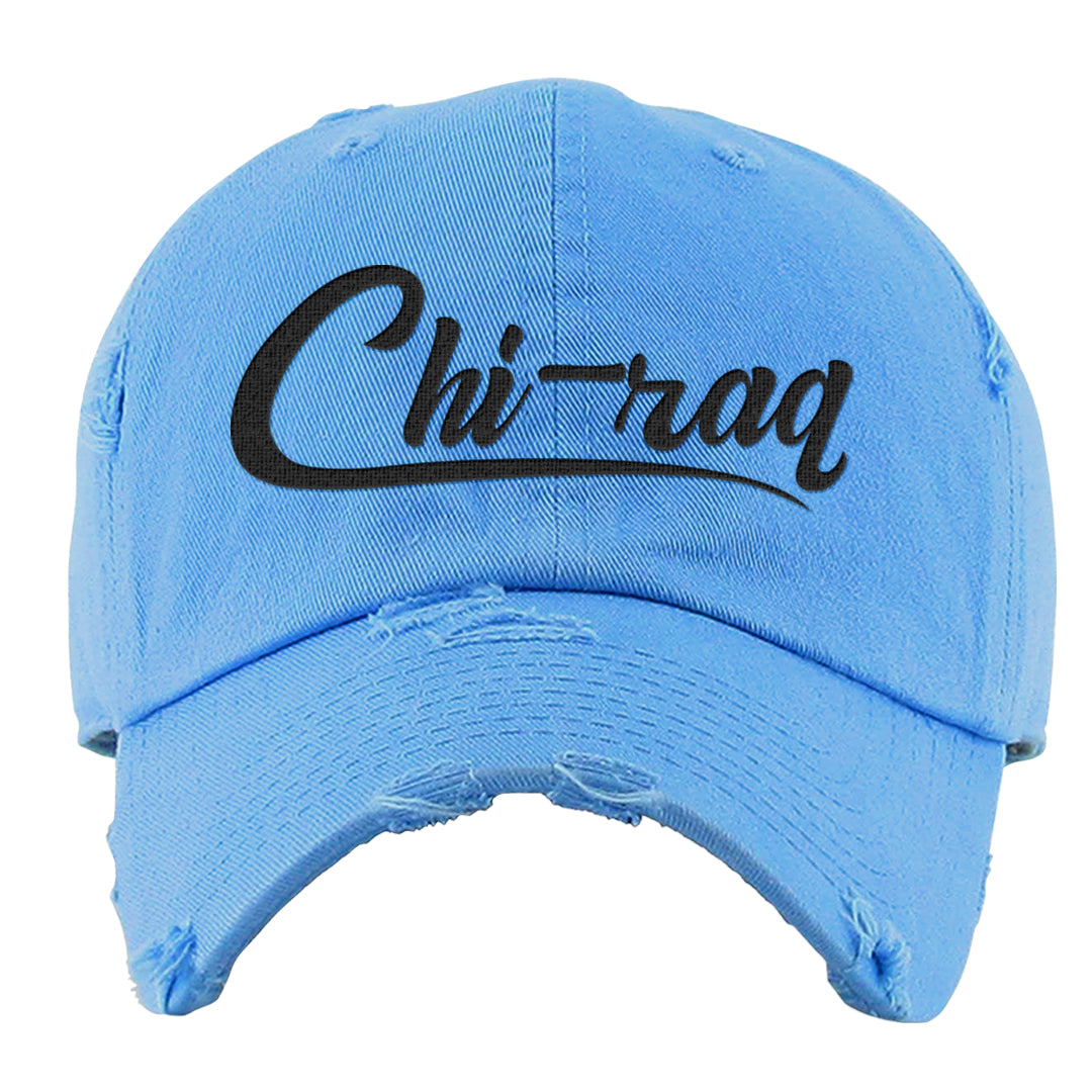 UNC 5s Distressed Dad Hat | Chiraq, Carolina Blue