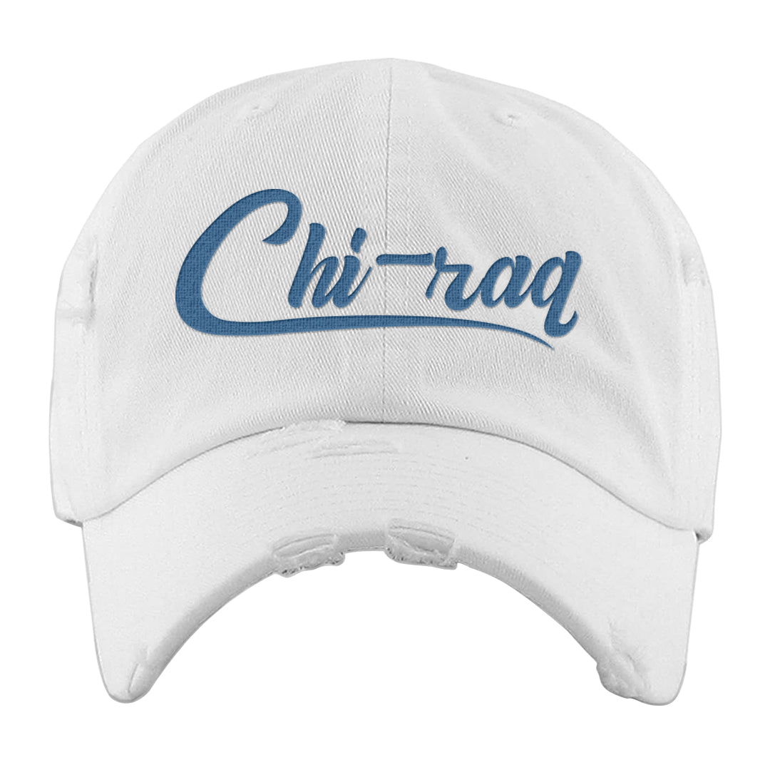 UNC 5s Distressed Dad Hat | Chiraq, White