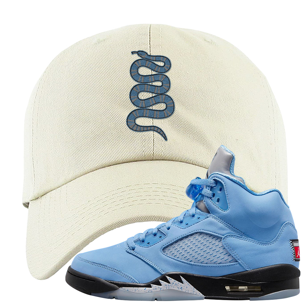 UNC 5s Dad Hat | Coiled Snake, White