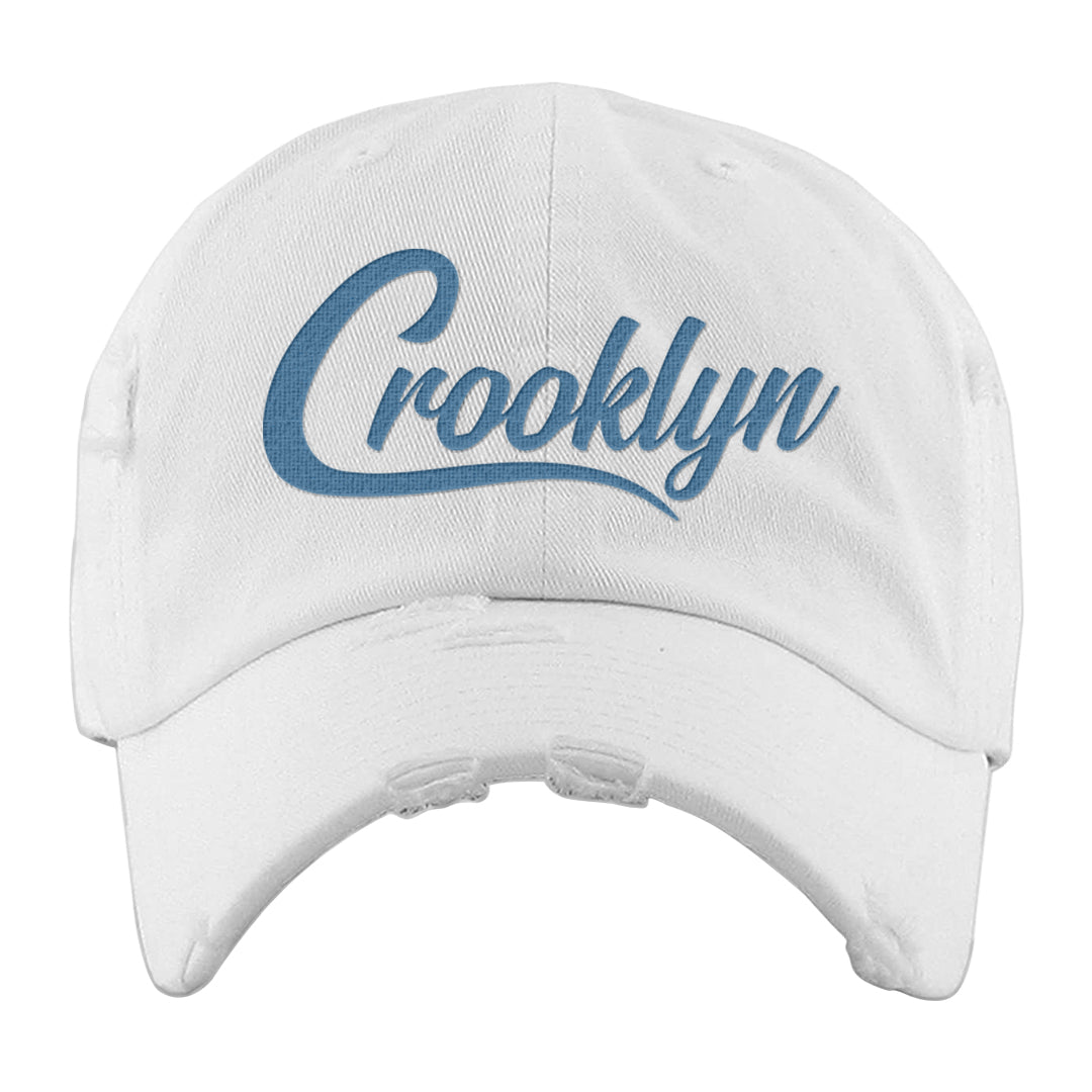 UNC 5s Distressed Dad Hat | Crooklyn, White
