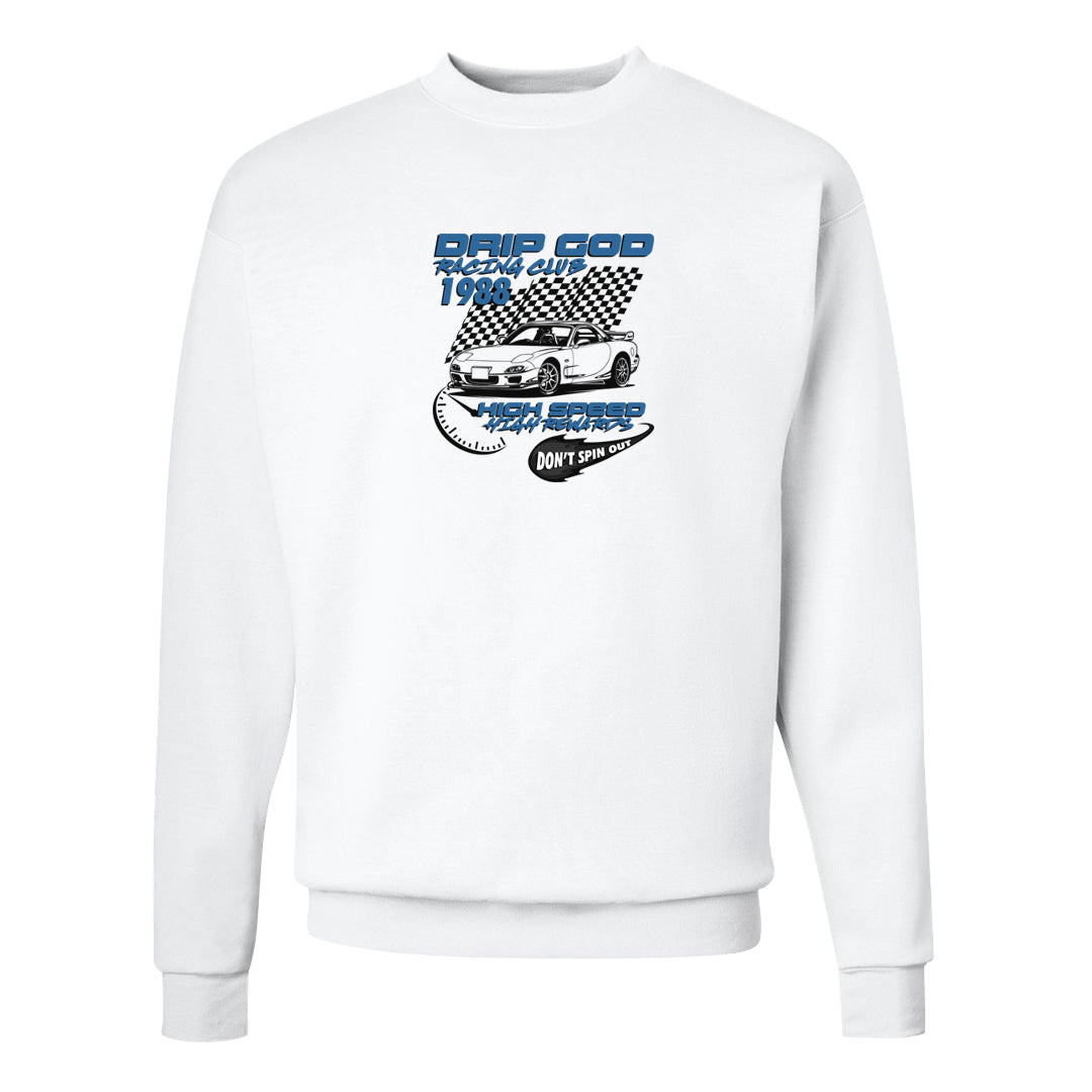 UNC 5s Crewneck Sweatshirt | Drip God Racing Club, White