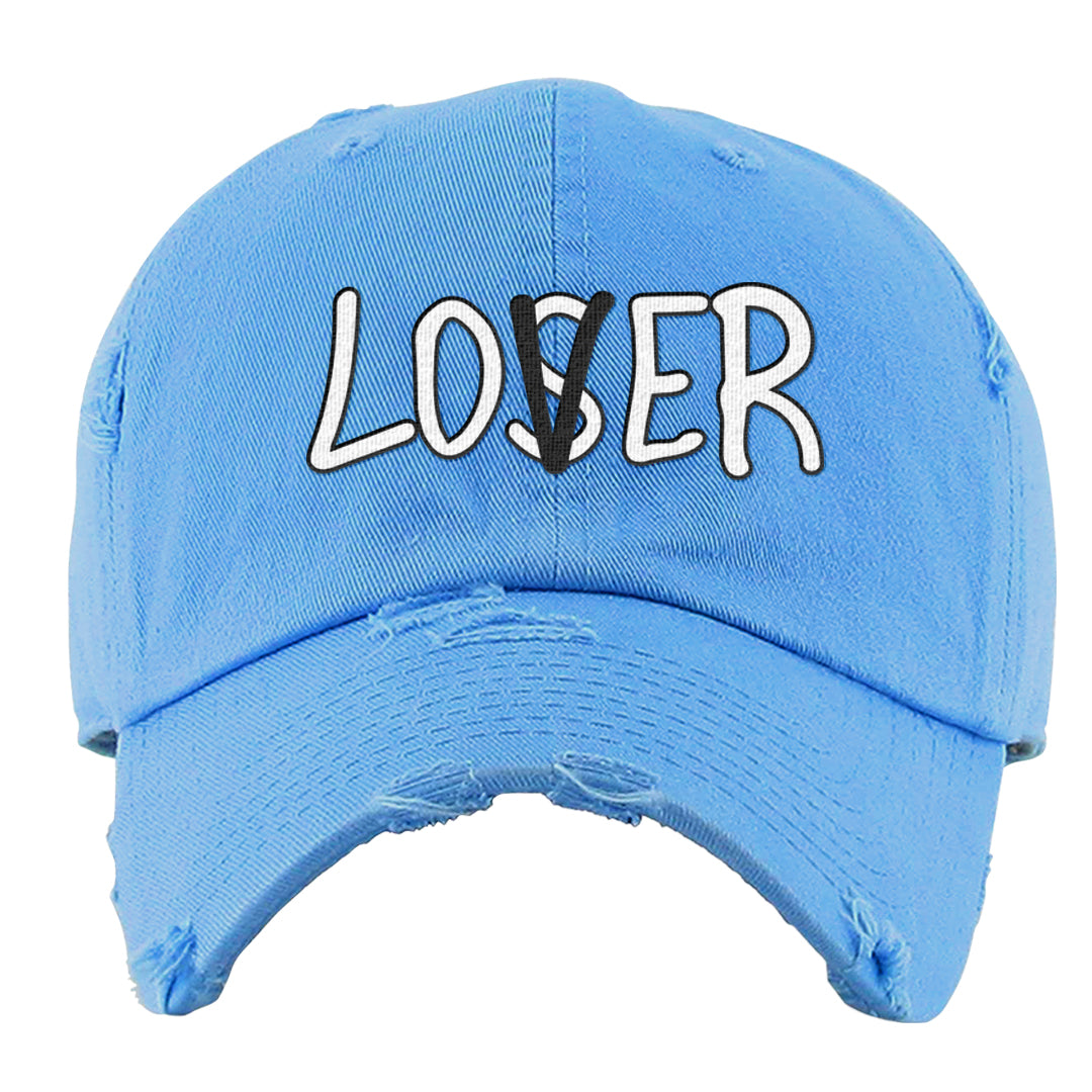UNC 5s Distressed Dad Hat | Lover, Carolina Blue