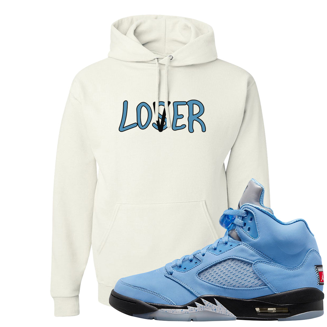 UNC 5s Hoodie | Lover, White