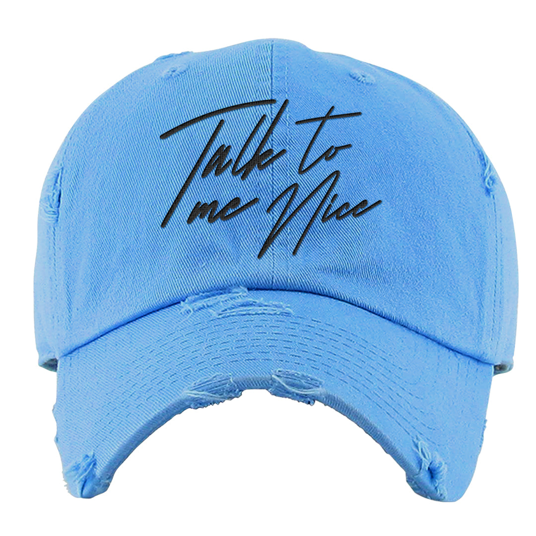 UNC 5s Distressed Dad Hat | Talk To Me Nice, Carolina Blue