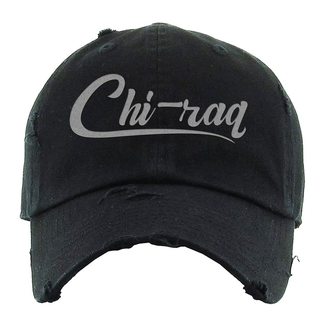 Black Chrome 6s Distressed Dad Hat | Chiraq, Black